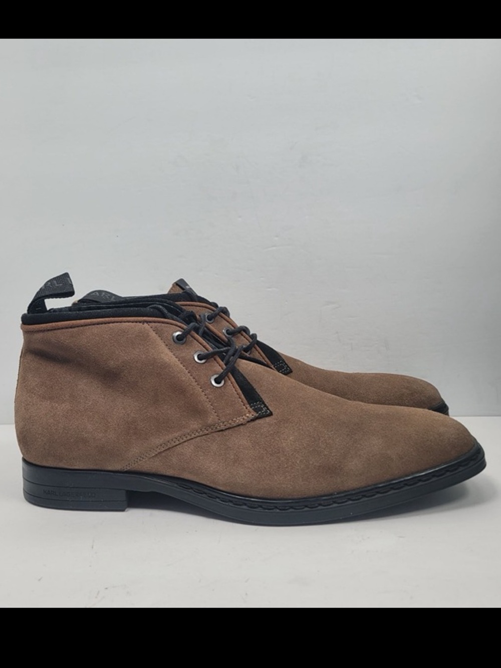 Karl Lagerfeld Men's Brown Suede Lace-Up Chukka Boots